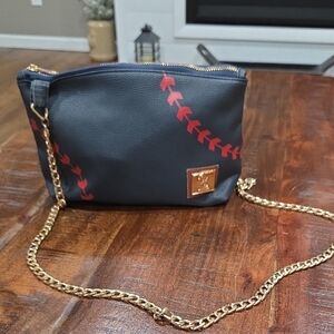 St. Louis Cardinals Baseball Stylish Blue and Red Chain Crossbody Bag
